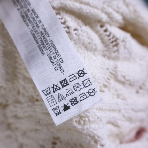 ZARA NEW Floral Crochet Knit Top Ivory Embroidered Short Sleeve Women's S - Picture 11 of 11